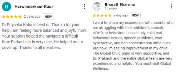 Parent review of Global Child Wellness Centre Jalandhar for speech therapy and autism care