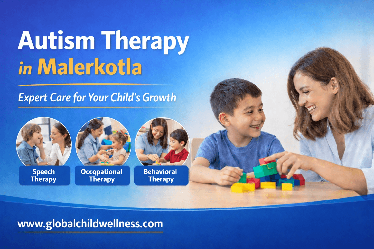 Autism therapy in Malerkotla showing a child receiving speech and behavioral therapy support from a professional therapist