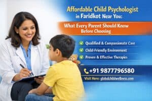 Affordable child psychologist in Faridkot providing therapy session for a child with parent support